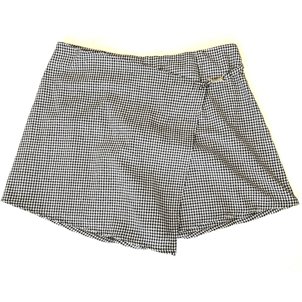 Cider Houndstooth Y2K Preppy Chic 90's Academia Mini Skirt 0XL Back and White